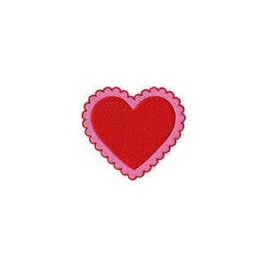 Valentine Mini Scalloped Heart Stitch File Machine Embroidery Design, 5 Sizes, Instant Download