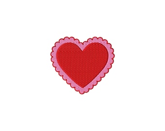 Valentine Mini Scalloped Heart Stitch File Machine Embroidery Design, 5 Sizes, Instant Download