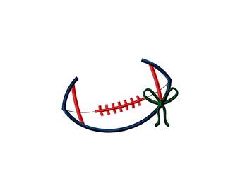Football with Bow Sports Satin Stitch File Machine Embroidery Design (Instant Download)
