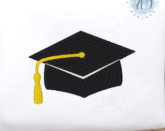 Graduation Cap Embroidery Design, 9 Sizes, Graduation Hat Mini Fill Stitch Machine Embroidery File, Instant Download