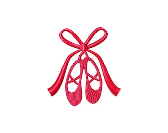 Ballet Slippers Satin Stitch File Machine Embroidery Design (Instant Download, 7 Sizes)