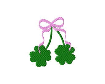 Four Leaf Clover Bow Coquette Fill Stitch File Machine Embroidery Design (Digital File)