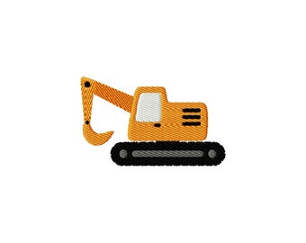 Excavator Construction Fill Stitch File Machine Embroidery Design (Instant Download, 8 Sizes)