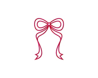 Coquette Bow Outline Ribbon Satin Stitch File Machine Embroidery Design (3-8 inch) (11 Sizes, Instant Download)