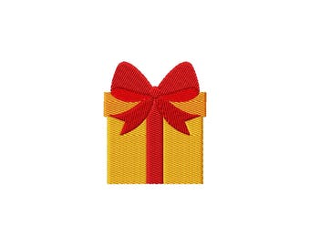 Gift Box Mini Fill Stitch File Machine Embroidery Design (9 Sizes, Instant Download)