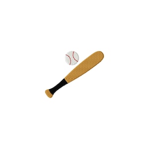 Baseball Bat & Ball Mini Fill Stitch Embroidery Design (1-5 inch) (9 Sizes)