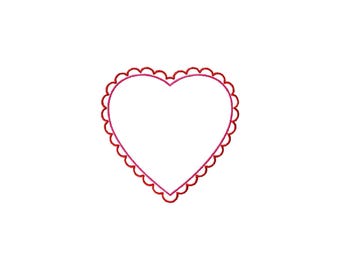 Valentine Scalloped Heart Embroidery Design, Mini Satin Stitch (Instant Download)