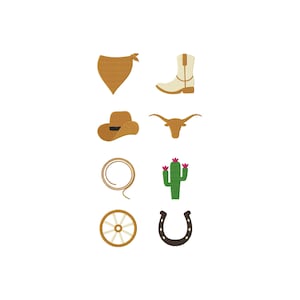 Western Mini Embroidery Designs: Cowboy, Cactus, Boot, Lasso (Digital Download)