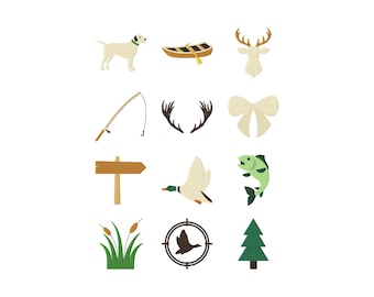 Lot de 12 motifs de broderie machine chasse Mini Icons Stitch Collection (téléchargement numérique)