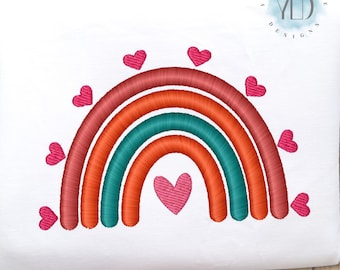 Boho Rainbow Embroidery Design, 9 Sizes, Cute Boho Rainbow Machine Embroidery File, Instant Download