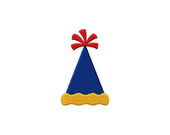 Birthday Party Hat Mini Fill Stitch File Machine Embroidery Design (Instant Download, 9 Sizes)
