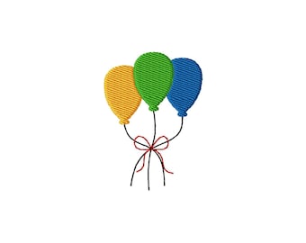 Balloons Birthday Mini Fill Stitch File Machine Embroidery Design (Instant Download, 9 Sizes)