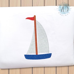 Sailboat Embroidery Design, 9 Sizes, Summer Cute Sailboat Mini Fill Stitch Machine Embroidery File, Instant Download