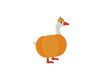 Goose Pumpkin Autumn Fill Stitch File Machine Embroidery Design (Instant Download, 9 Sizes)