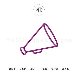 Megaphone Outline Satin Stitch Embroidery Design: Cheer Machine File (Instant Download)