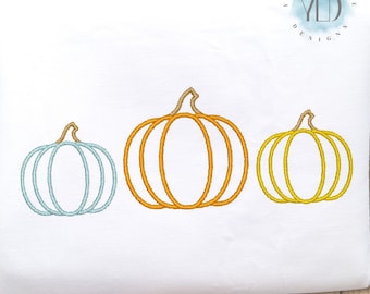 Kürbis Trio Stickerei, 9 Größen, Herbst Kürbis Trio Umriss Satin Stich Herbst Saison Maschinenstickerei, Instant Download