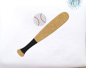 Baseballschläger und Ball Stickmuster, 9 Größen, Sport Baseball Mini Füllstich Maschinenstickerei, Instant Download