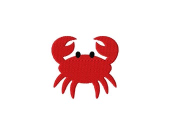 Crab Summer Beach Mini Fill Stitch File Machine Embroidery Design (Instant Download, 9 Sizes)