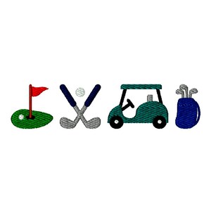Golf Embroidery Design, 9 Sizes, Golf Cart - Golf Bag - Golf Hole and Flag - Golf Club and Ball Machine Embroidery Design, Instant Download
