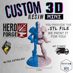 Custom Resin 3D Printed Miniature/Figurine | Hero Forge & Other Prints | Dungeons and Dragons | STL Files | Tabletop RPG
