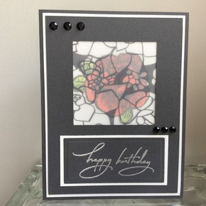 Elegant Flowers, Happy Birthday, Handmade Card image 1