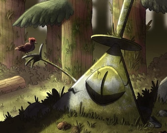 Bill Cimper Statue Gravity Falls Fanart Druck