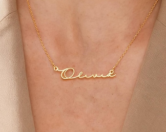 Silver Name Necklace, Custom Name Necklace, Personalized Gold Necklace, Dainty Name Necklace, Minimalist Jewelry, Birthday Gift for Her