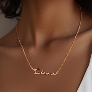 Benutzerdefinierte Script Name Halskette, personalisierter minimalistischer Schmuck, zierliche Namenskette für Frauen, Gold Name Halskette, Tiny Name Halskette, GESCHENK