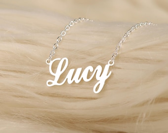 Naszyjnik z imieniem pisanym kursywą, pozłacany 18-karatowym złotem, biżuteria personalizowana