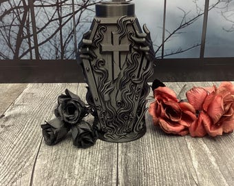 Coffin of the Damned Vase Gothic Halloween Decor | Skeleton Hand Coffin Vase | Dark Art Home Accent | 3D Printed Horror Sculpture