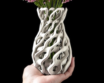 3D Printed Vase for Flowers - Modern Home Decor Gift, Elegant Sleek Design for Real & Dried Flowers, Unique Accent Piece