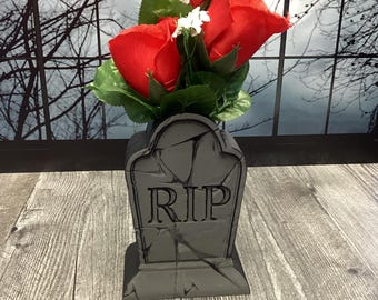 Halloween Tombstone Vase Cemetery Flowers Memorial Spooky Grave Decoration Creepy Headstone Flower Holder Custom Color Cemetery Vase