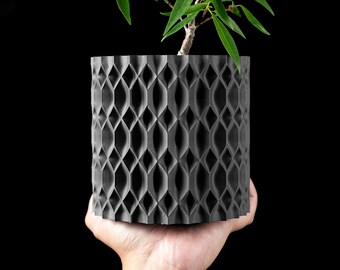 Indoor Planter Pot, Modern Home Decor with Saucer Drip Tray, with Drainage, Perfect Gift, Houseplants, Ecofriendly, 3D printed, Sci-Fi