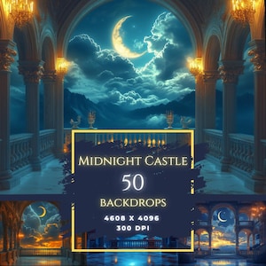 50 Night Landscape Backdrops, Digital Night Sky Backgrounds, Scenic Backdrop Bundle for Photography, Dark Nature Photo Overlays
