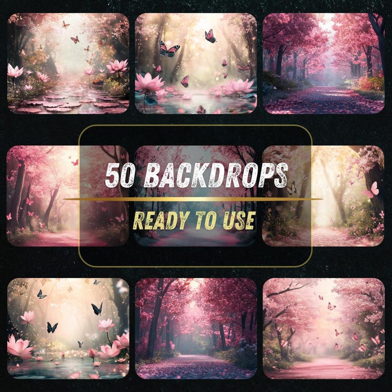 50 Pink Forest Backdrops, Backdrop Overlays for Photographers, Nature ...