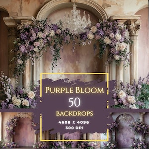 Purple Floral Arch Digital Backdrops for Maternity Photography, Mothers Day Backdrops, Digital Fine Art, Backdrop Overlays for Photographers
