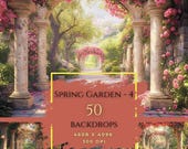 50 Spring Digital Backgrounds Photography, Easter Digital Backdrops Composite, Backdrop Overlays for Photographers, Floral Backdrops