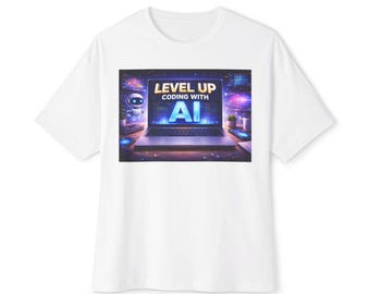 Level Up Coding with AI T-Shirt | Tech Gamer Laptop Graphic Tee