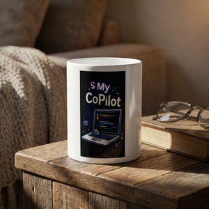 AI  is  My Copilot ,ptop Mug | Programmer Co-Pilot Galaxy Design, Techy Ceramic Cup
