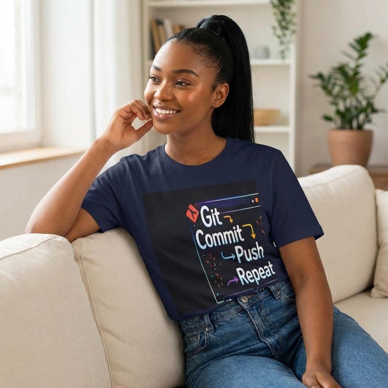 Git Commit Push Repeat T-Shirt | Programmer Devops Coding Tee image 1