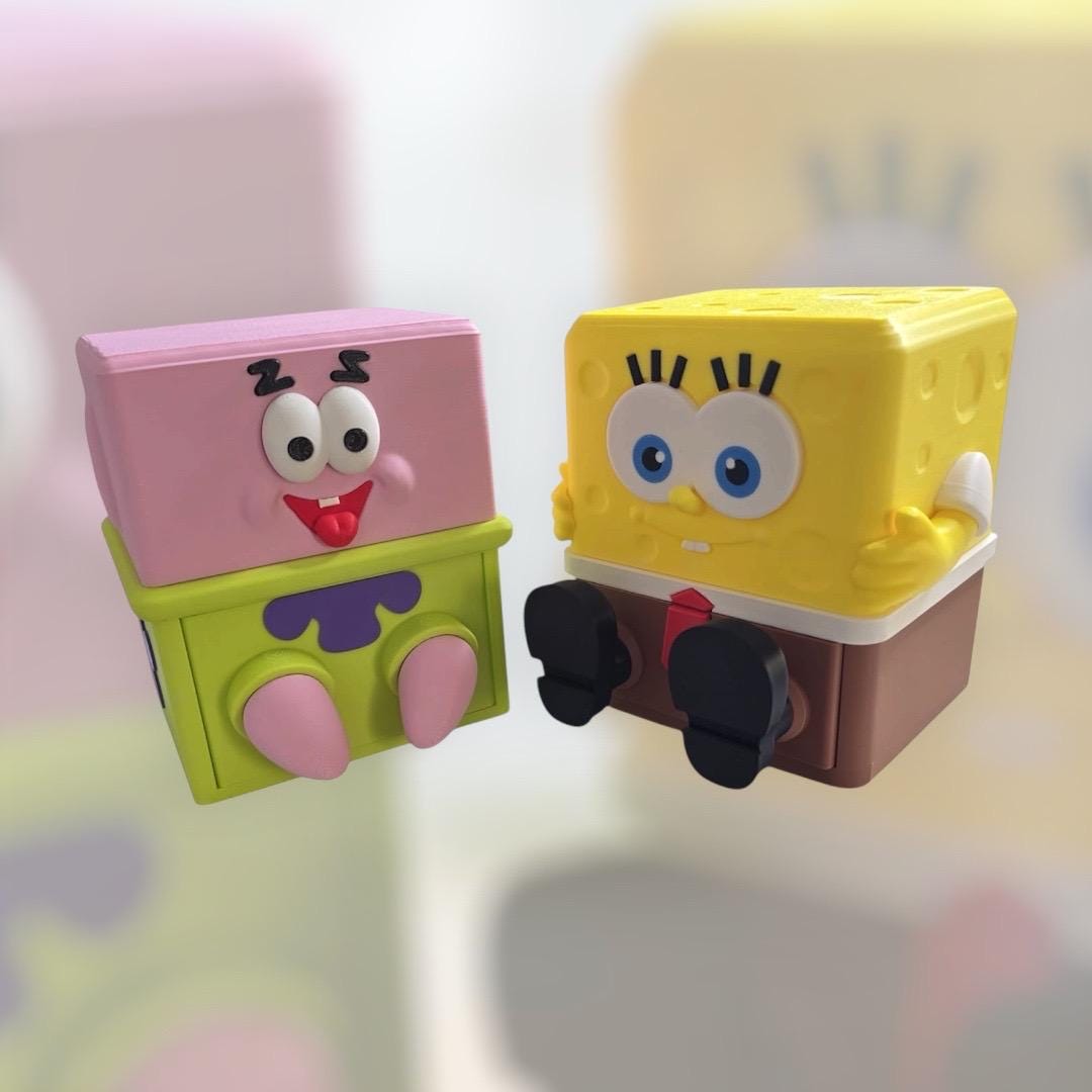 Spongebob Storage Locker Spongebob & Patrick Storage Drawers Set – 2 Pieces, 12 Cm Mini ...