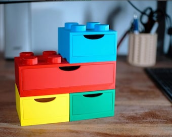 Brick stackable desk box comes with 4 piezes