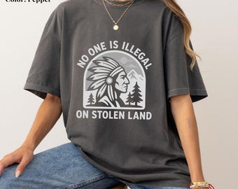 No Human Is Illegal Comfort Colors Tee: Anti-Colonialism Protest Shirt