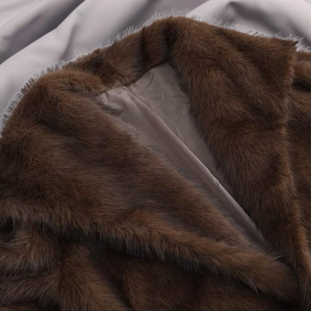 Thickened Warm Long Faux Fur Hooded Hairy Warm Fluffy Coat Jackets