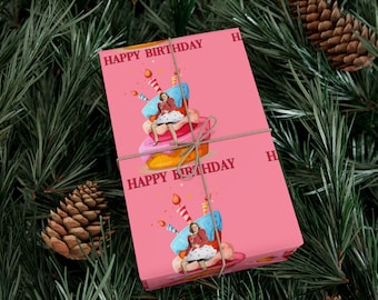 Judy Garland Pink Happy Birthday Wrapping Paper