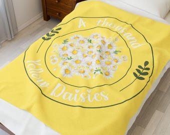 Couverture en peluche veloutée Mille marguerites jaunes