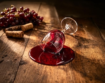 Vaso de vino de resina epoxi realista con efecto de derrame: decoración original, broma artística, regalo para amantes del vino.