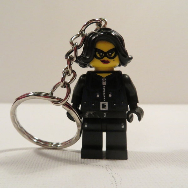 Lego minifigure jewel thief cat burglar woman keyring keychain