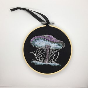 Gothic glow in the dark fairy mushroom embroidery hoop alternative home decor image 5