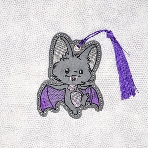 Spooky cute goth bat bookmark book mark with tassel